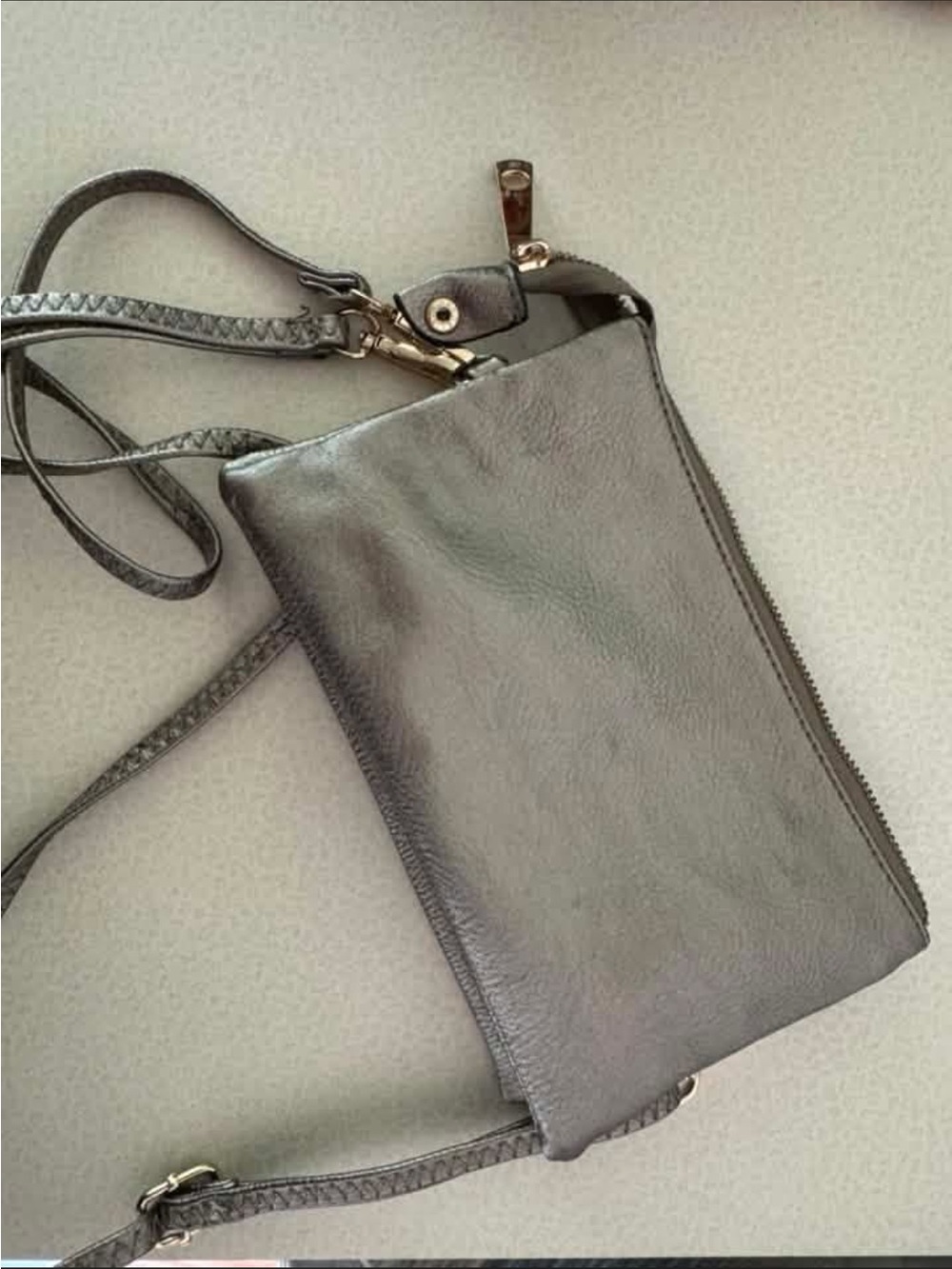 Source Unknown Metallic Gray Crossbody Bag - Women's Shoulder Purse